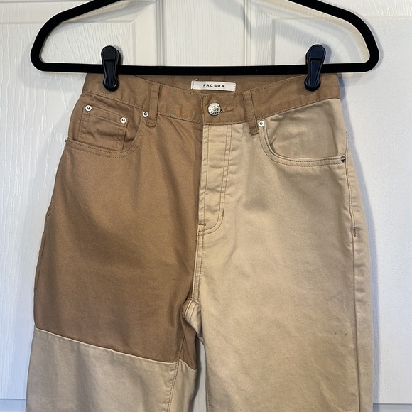 PacSun Size 24 Colorblock Dad Jean dark/light khaki - Picture 5 of 7